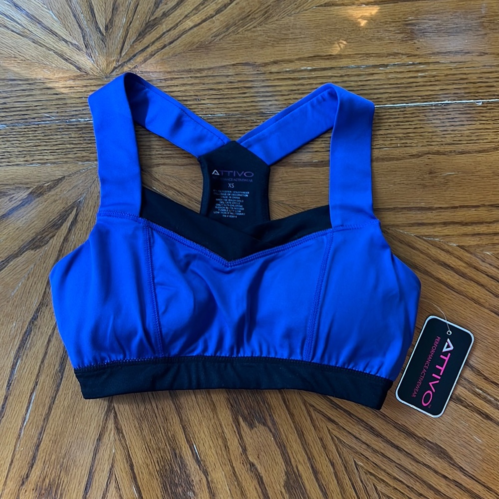 ATTIVO blue padded sports bra.